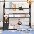 thumbnail image 2 of Bellemave Metal Twin over Twin House Bunk Bed with Guardrail and Ladder and Slide, Black, 2 of 8