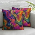 thumbnail image 3 of PHYHOO  Color Throw Pillow Cover Abstract Purple Pink Red Orange Golden Blue Chaotic Waves Colorful Rainbow Square Pillow Case Cushion Cover for Home Car Decorative Linen, 3 of 5