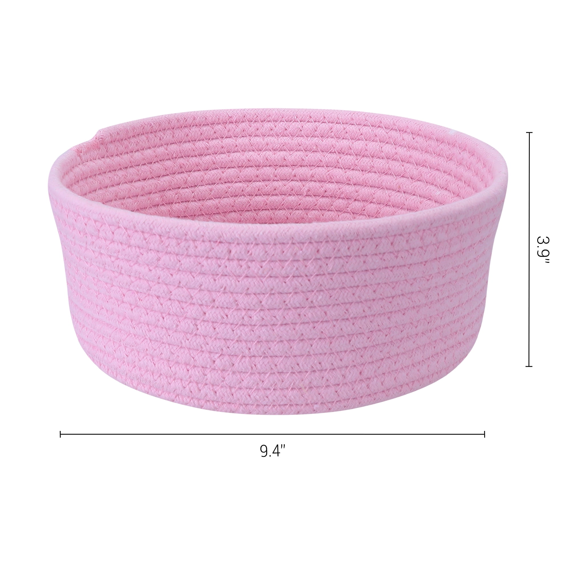 Unique Bargains Round Woven Storage Basket Small Storage Bin for Home Decor Pink L