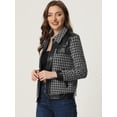 thumbnail image 3 of Chaqueta de Tweed de retazos a cuadros Allegra K Vintage informales Blanco negro XS, 3 of 5