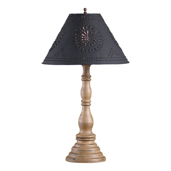 Irvins Country Tinware Davenport Lamp in Americana Pearwood with Shade