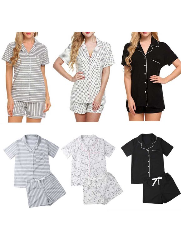 Womens Button Down Pajama Sets
