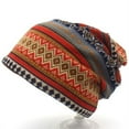thumbnail image 1 of Automne Hiver Skullies Bonnets Chapeau Rétro Conception Double But Chapeau Hip Hop Chapeau Femmes Chapeau Chaud, 1 of 5