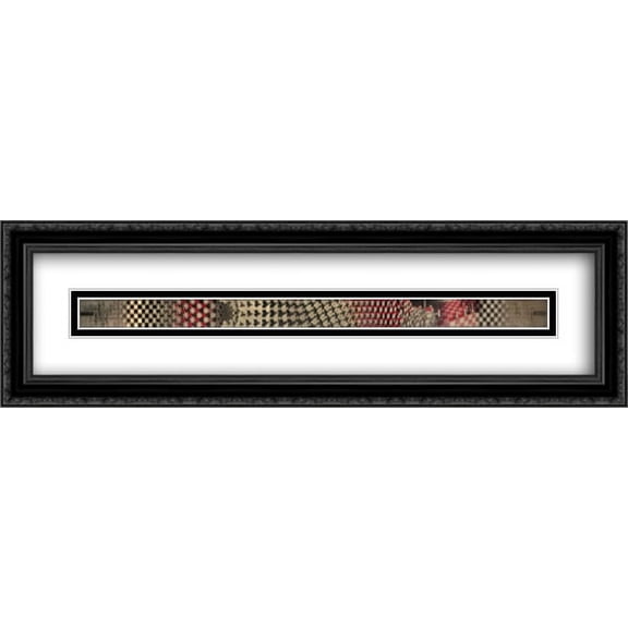 Metamorphosis II 2x Matted 40x12 Large Black Ornate Framed Art Print by M.C. Escher
