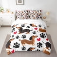 thumbnail image 2 of jejeloiu Cute Dachshund Bedding Comforter Set 7-Piece,Pet Animal King Bedding Sets,Dog Paw Prints Bed Sheets For Children,Super Cozy Room Decor Reversible, 2 of 8