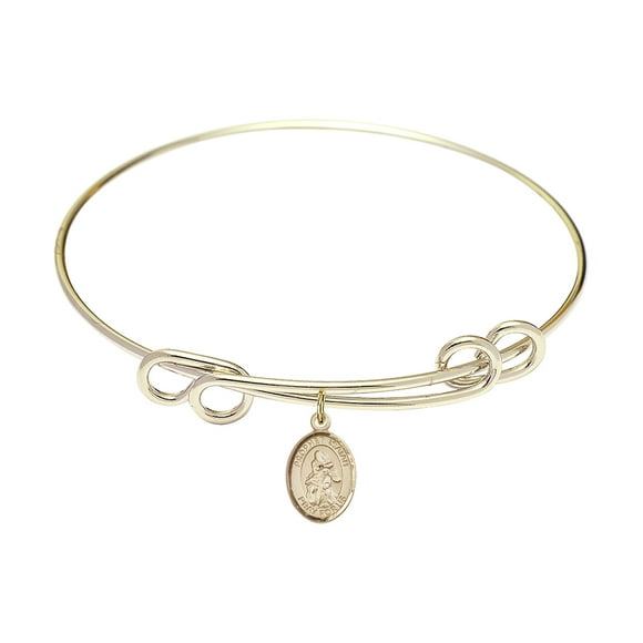 8 1/2 inch Round Double Loop Bangle Bracelet w/ St. Isaiah in Gold-Filled