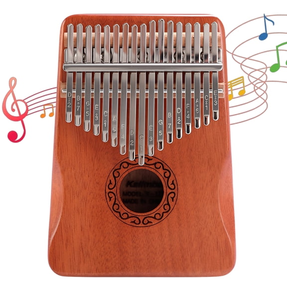 17-Key Kalimba Thumb Piano, Natural Wood Color Portable Finger Piano with Tuning Hammer, Bag and Learning Accessories