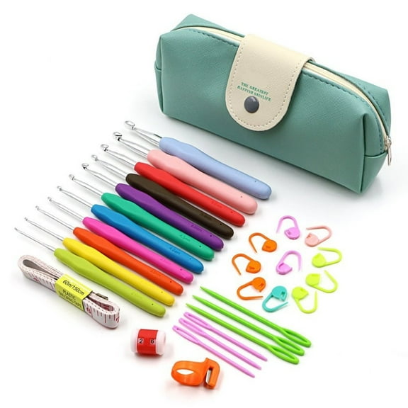 HANXIULIN 30Pcs Crochet Hooks Set Yarn Knitting Needle Sewing Tool Ergonomic Grip Bag Hook Home Decor
