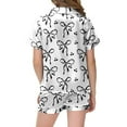 thumbnail image 4 of Aihuaihua Little Girls Silk Pajamas Set Cute Bow Print Short Sleeve Top with Shorts Button Down Comfy Girls' Sleepwear,120, 4 of 5