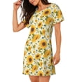 thumbnail image 2 of Haiem Beautiful Countryside Sunflower Print Women’s Short-sleeved Nightdress – Comfortable and Loose-Fit Sleepwear, Soft Cotton Sleep Shirt for Relaxing, Casual Nightdress, 2 of 6