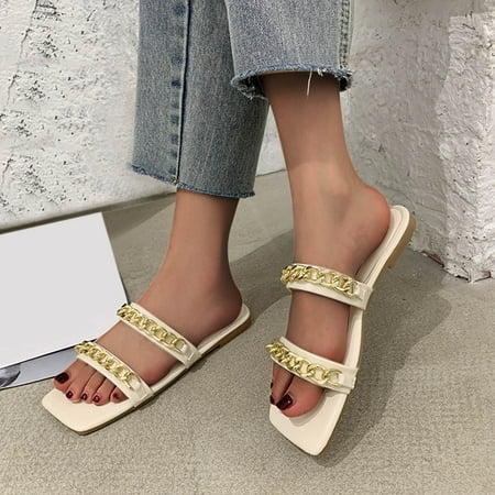 

amlbb Closed Toe Sandals Women Flat Shoes Ladies Beach Sandals Summer Non-Slip Causal Slippers on Clearance