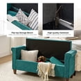 thumbnail image 2 of 54" Storage Bench Upholstered Armrest Bed End Foot Stool 2 Round Pillows Bedroom Entryway Living Room Sage, 2 of 10