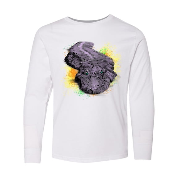 Inktastic Colorful Lurking Gator Long Sleeve Youth T-Shirt