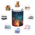 thumbnail image 4 of Sikiie Celestial Stag Cosmic Glow Print Round Dirty Clothes Basket, Waterproof Standing Foldable Storage Basket, for Laundry Room, Bedroom, Bathroom Storage-Medium, 4 of 6