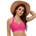 thumbnail image 4 of TOWED22 Bikini Top for Women Textured Swim Suit Tops Scoop Neck Swimsuit Top Fashion Bathing Suit Tops Hot Pink,XL, 4 of 9