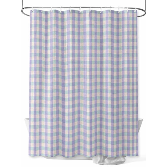 Fsddascl Purple Shower Curtain Set - 48" x 72" Washable Bathtub Curtain with 12 Hooks, Grid Checkered Plaid Gingham Lattice Trellis Waterproof Fabric Stall Shower Curtains for Bathroom/Bathtub Décor