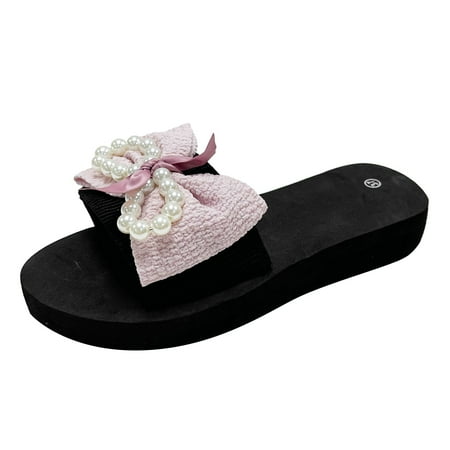 

Youmylove Women Slippers Shoes Flat Slippers Fashion Butterfly Pearl Beach Slippers Bohemian Slippers Leisure Ladies Cozy Daily Walking
