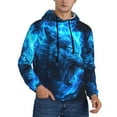 thumbnail image 2 of Pofeuu Blue Fire Wolf Print Mens Casual Hooded Collar Drawstring Hoodies Pullover Sweatshirts Casual Long Sleeve Shirts-XX-Large, 2 of 7