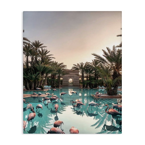 Stupell Industries Tropical Tropical Pink Flamingo Pool Canvas Art, 16 x 20, by Ziwei Li