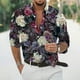 thumbnail image 2 of Playeras Y Camisas Para Hombre Casual Hombres Solapa suelta Estampado geométrico Manga larga Puños Botón Puerto Estilo Floral Camisa Playa Hawaiianss Verano Top (Purple, 3XL), 2 of 3