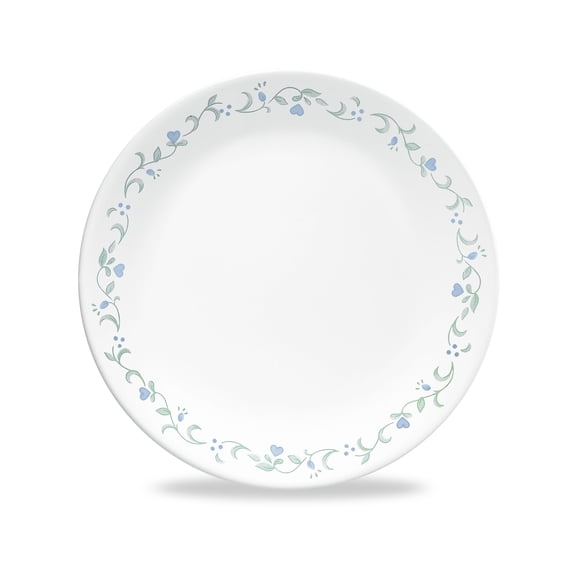 Corelle Country Cottage White and Green Round Glass Dinner Plate, 10.25 Inches