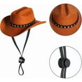 thumbnail image 2 of choyaxo Pet Cowboy Costume Cosplay Cap Halloween Costumes for Dogs Cat Pet Party Decoration Mini Cowboy Hat (Brown, Small), 2 of 10