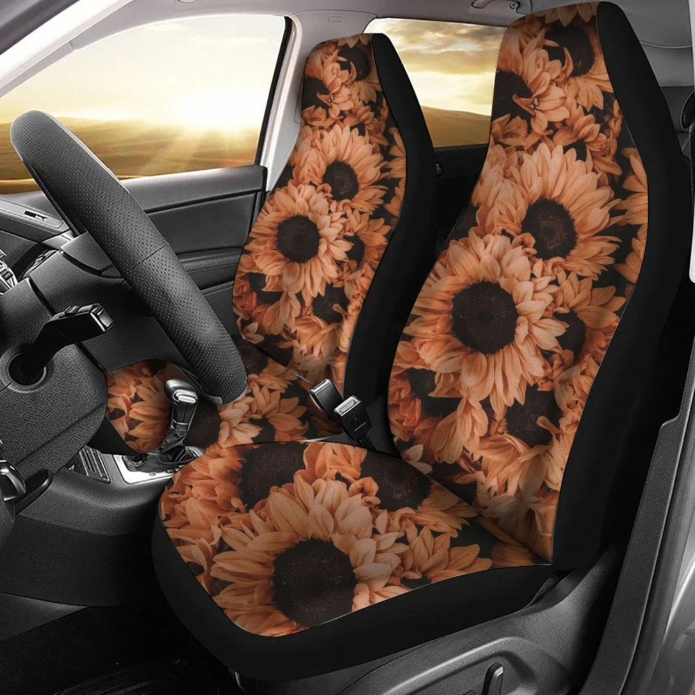 Sunflower Flower Pattern Car Seat Cover Fits Most Car Interior Accessories 2pcs Universal Front Seat Cover