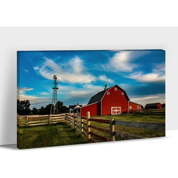 Farmhouse Wall Art - Barn Pictures Art, Modern Farmhouse Decor for Living Room, Country Scenery Canvas Prints, Old Painting Framed Artwork Rustic Kitchen , S(12x18 Inches)