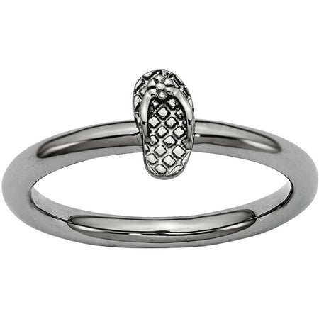 Stackable Expressions Sterling Silver Black-Plated Flip Flop Ring