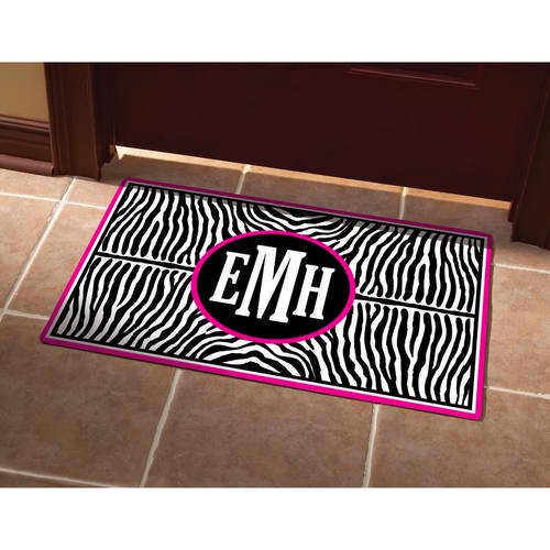 Personalized Zebra Monogram Doormat, Available in Different Sizes and