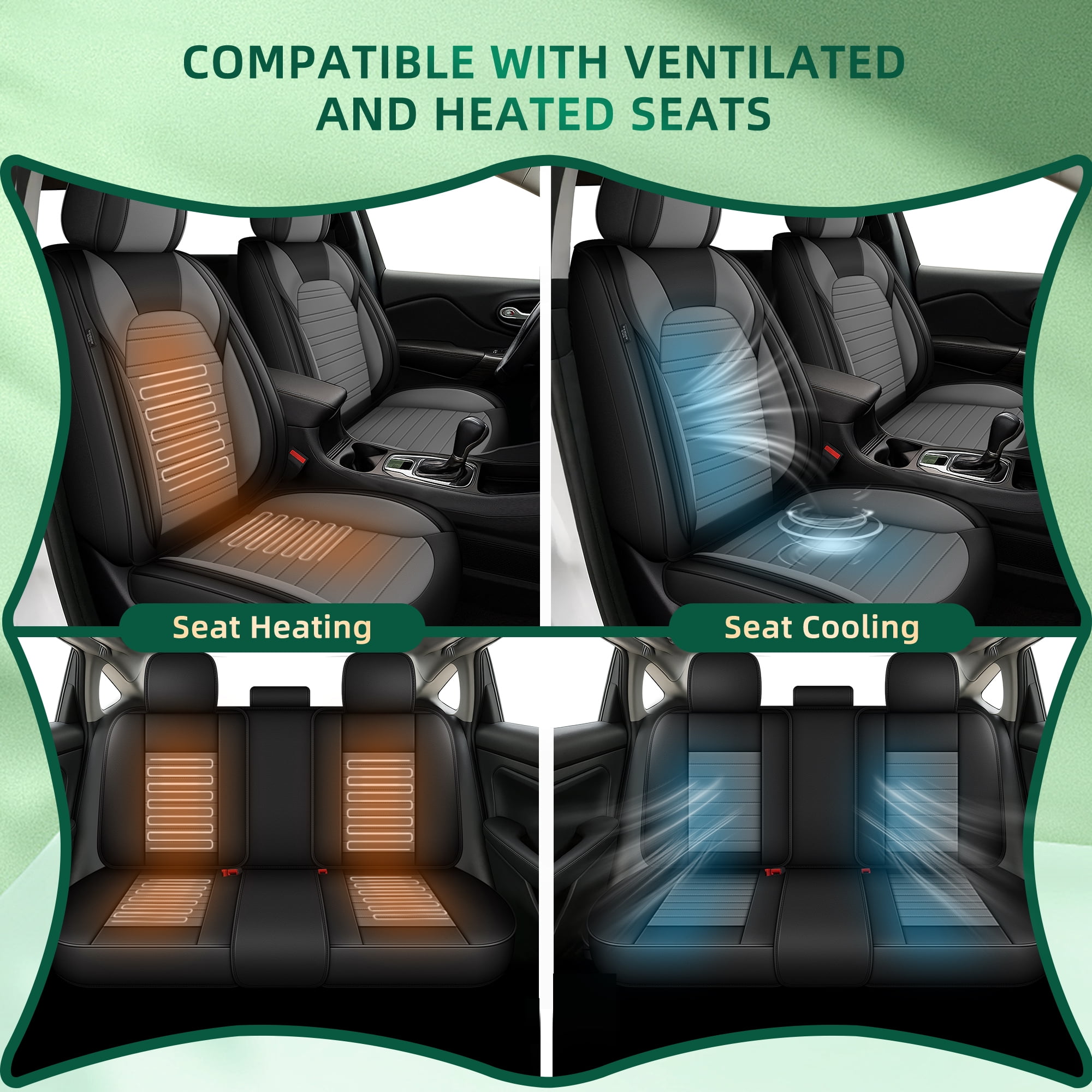 HQBQBUG Seat Covers Full Set for Toyota RAV4(Not for Hybrid) 2013-2025 Comfort Waterproof Leather Car Seat Covers Cushion Compatible Airbag(Grey,5 Seats)