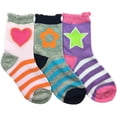 thumbnail image 3 of Jefferies Socks Girls Hearts Stars Flowers Fashion Novelty Pattern Crew Socks 6 Pair Pack, 3 of 5