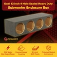 thumbnail image 2 of Q Power Quad 12 Inch 4-Hole Sealed Subwoofer Box, Heavy Duty MDF Enclosure, 2 of 8