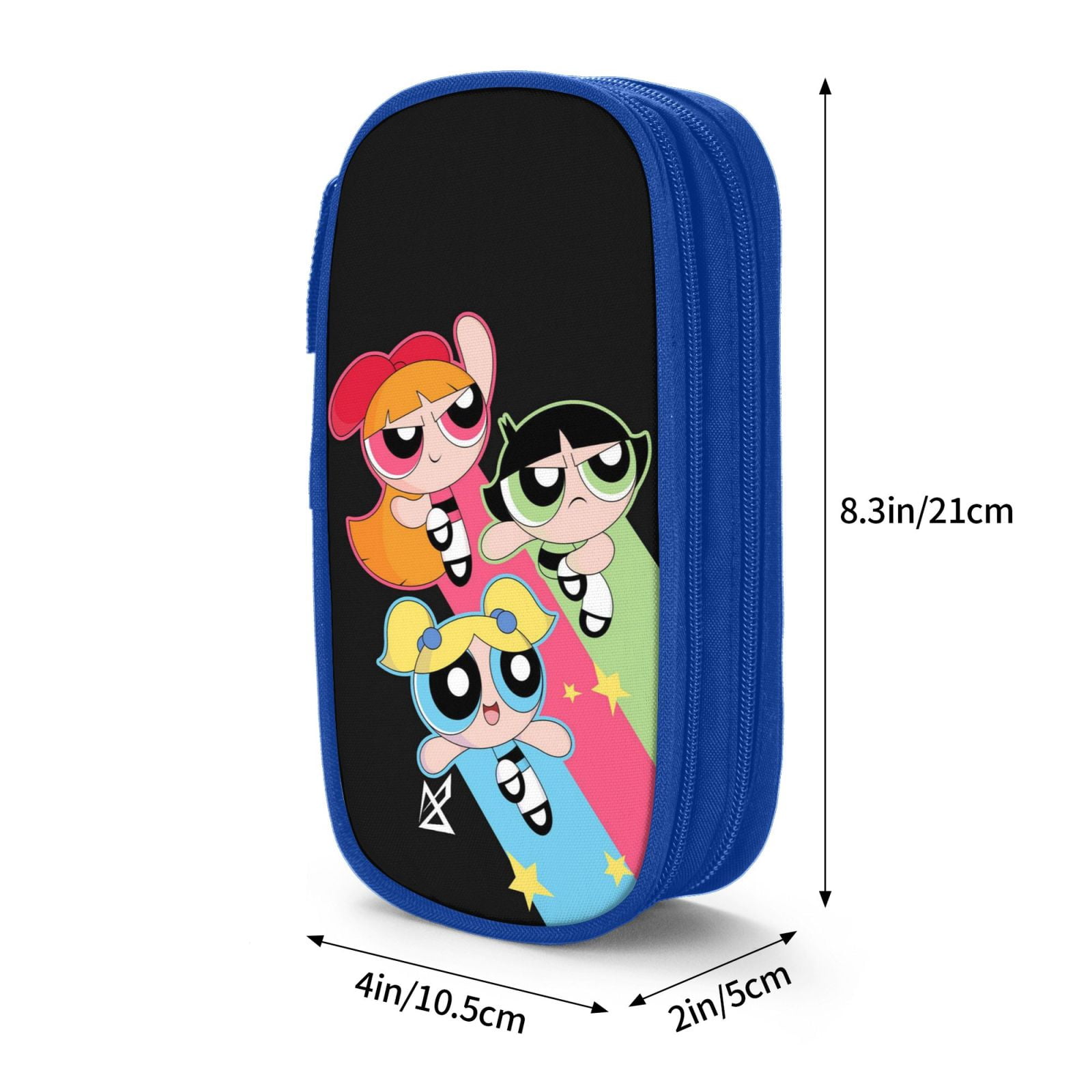 The Powerpuff Gi-rls Pencil Case Large Capacity Pencil Pouch Penbag Office Stationery Organizer Travel Makeup Bag Blue