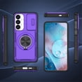 thumbnail image 2 of Rugged Shockproof Phone Cover for Samsung Galaxy S24 5G / Galaxy S25 5G 6.2", Built-in Slide Camera Protector with 360° Rotatable Ring Kickstand,Purple, 2 of 8