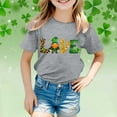 thumbnail image 2 of Hauts d'Été pour Filles en Bas Âge T-Shirts Graphiques Tendance pour la Saint-Patrick Manches Courtes Col Rond T-Shirt Décontracté pour Garçon 2-3 Ans, 2 of 4