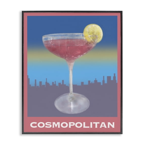 Stupell Industries Cosmopolitan over Cityscape Food & Beverage Painting Black Framed Art Print Wall Art, 11 x 14