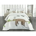 thumbnail image 3 of Ambesonne Sloth Quilted Bedspread Set 3 Pcs, Arboreal Mammal Sleeping, King Size, Grey Green Brown, 3 of 5