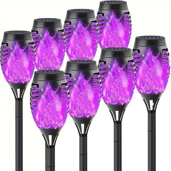 Magicorange Outdoor Solar Lights, 8 Pack Solar Torch Light with Flickering Flame, LED Decorative Lamps for Garden Patio Yard (Purple Light)