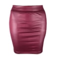 thumbnail image 5 of Mini/Long Skirt Solid Color High Waist Slim Fit Skinny Matte Faux Leather Cozy Commuter Bodycon Skirt Streetwear, 5 of 7