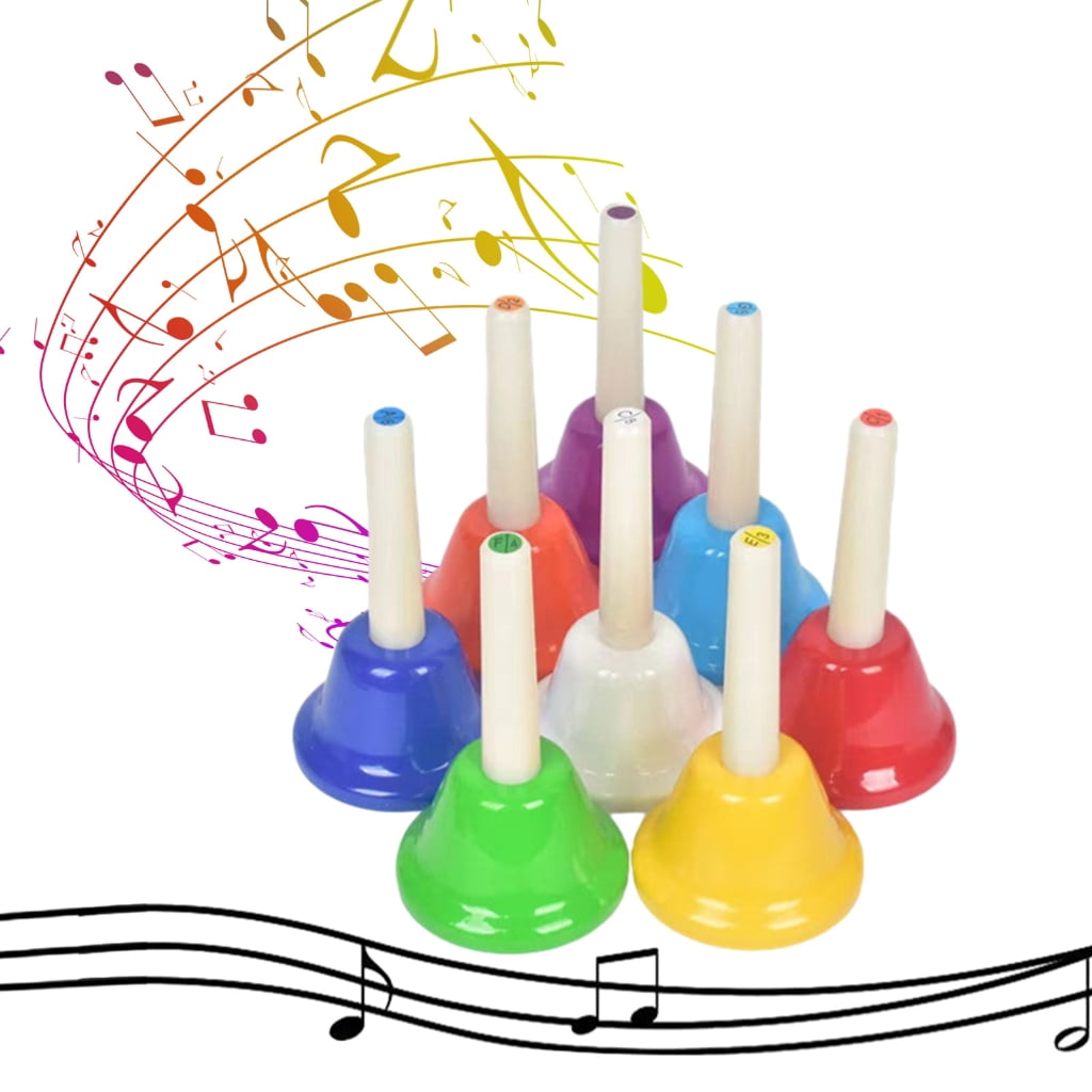 Yokua 8 Note Handbells Set Colorful Hand Bells Percussion Instrument Musical Toy