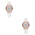 thumbnail image 2 of relayinert Accurate And Elegant Women Fashion Rhinestones Watch Analog Display Quartz Wrist Watch Easy-to-read white 2Set, 2 of 6
