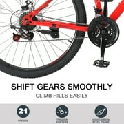 UBesGoo 27.5in Mountain Bike 21 Speed for Adult with Disc Brakes & Suspension, Red, Black