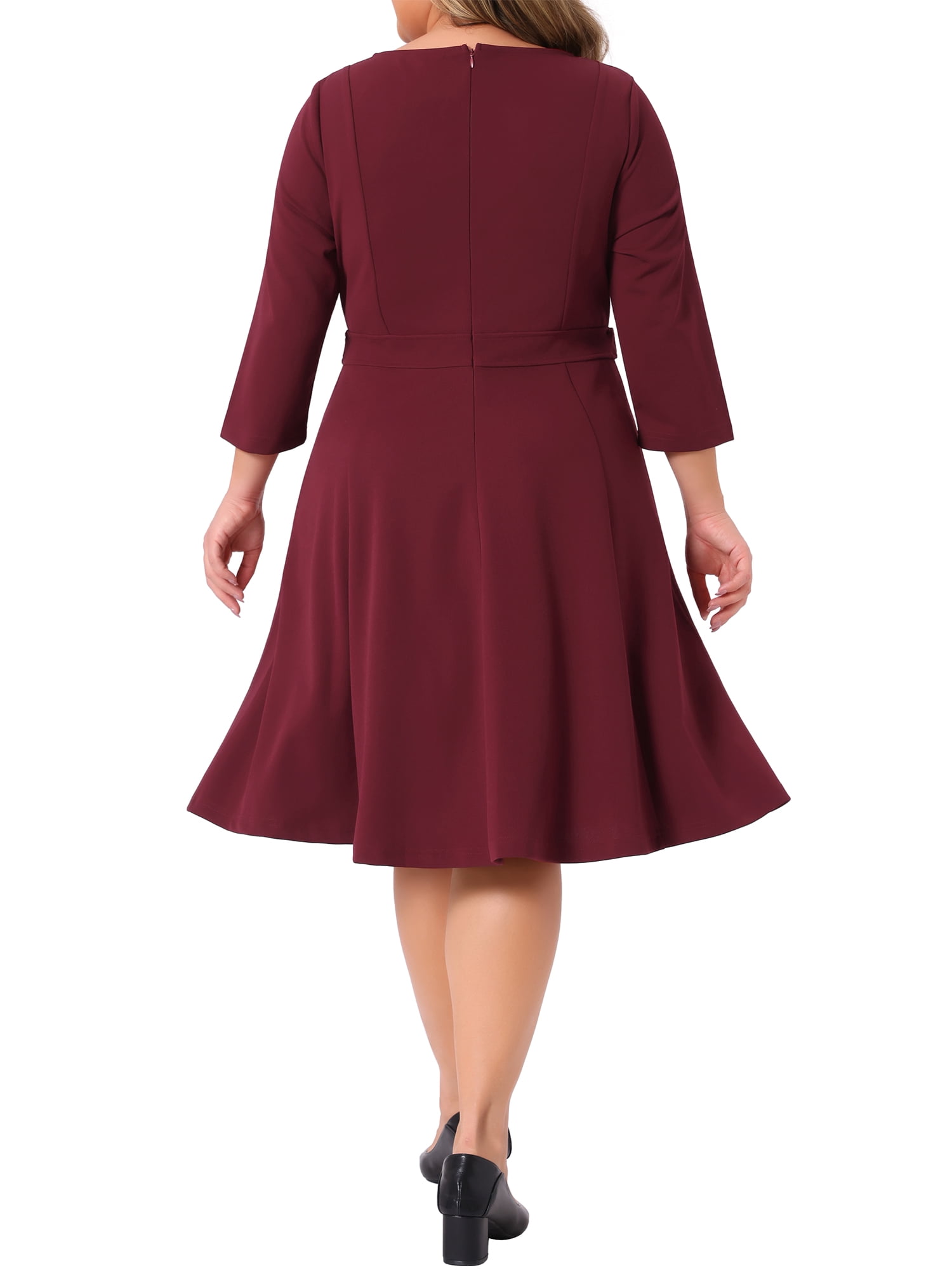 DARING DIVA Women's Plus 3/4 Sleeve Vintage Cocktail Dress 4X Burgundy
