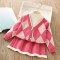 thumbnail image 4 of Mifsaly Toddler Girls 2 Piece Knit Outfit Sets Fake Two-Piece V Neck Sweater and Knit Pleated Skirts Kids Warm Fall Winter Clothes, 4 of 5