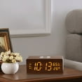 thumbnail image 3 of 15W Wooden Wireless Charging Clock Home Decor Temperature Humidity Display LED Luminous Fast Charging for Home Office Bedroom Nightstand Desktop Indoor Daily Use Living Room Tabletop Decors, 3 of 4