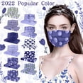 thumbnail image 3 of Mascarilla desechable para adultos, cubrebocas de Color azul con flores, Cosplay de Halloween, 10 unidades, 2022, 3 of 4