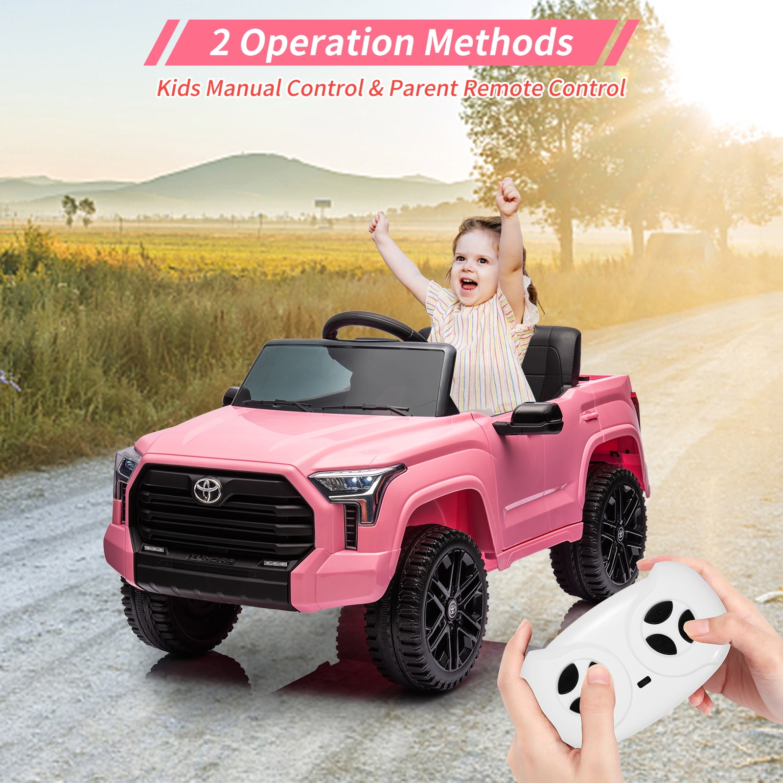 EastVita 12V Ride on Car [Toyota Licensed] Ride on Toys, Battery Powered Electric Car with Remote Control, MP3, LED Lights, Safety Belt etc. for 3 Age +Boys Girls