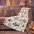 thumbnail image 6 of Whimsical Retro Camping Trailers Tents Watercolor Pattern, Rustic Camping Scene, Warm Flannel Blanket for Cabin and Lodge, Outdoor Lovers Camping Gift, Rustic Home Decor, 6 of 9