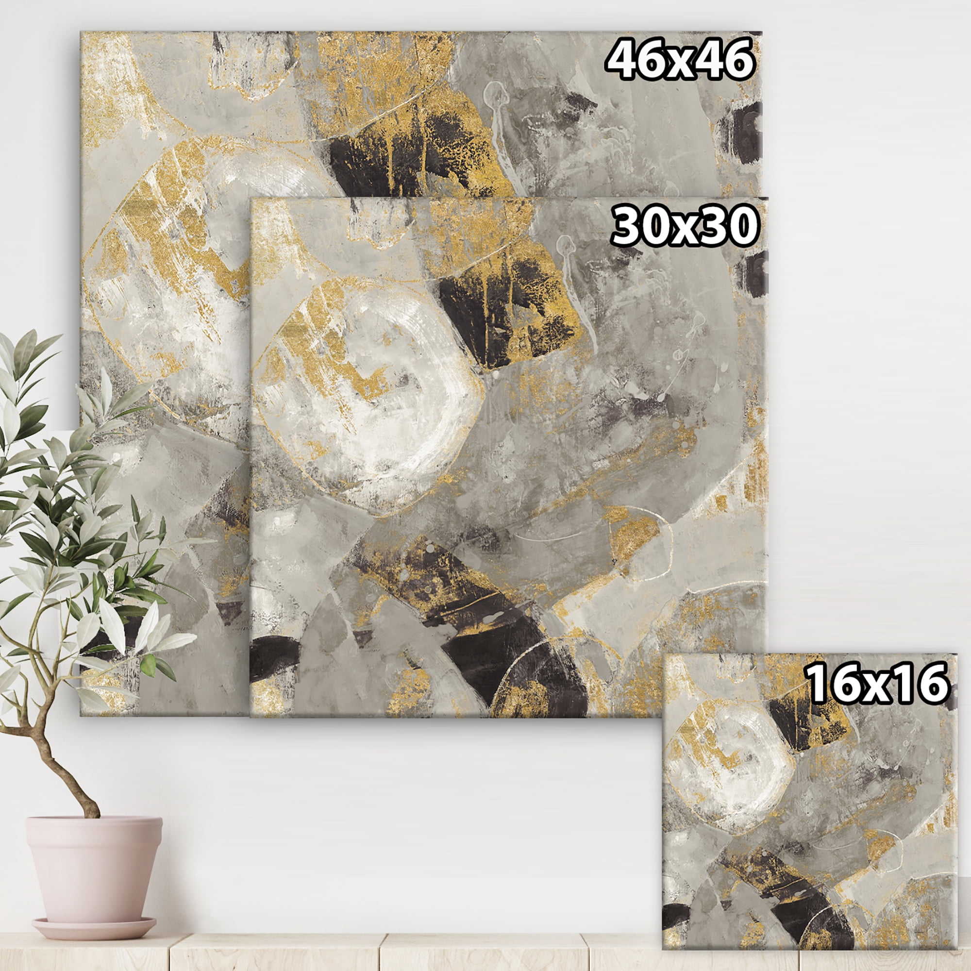 Designart 'Glam Gold Desert Neutral' Modern & Contemporary Premium Canvas Wall Art